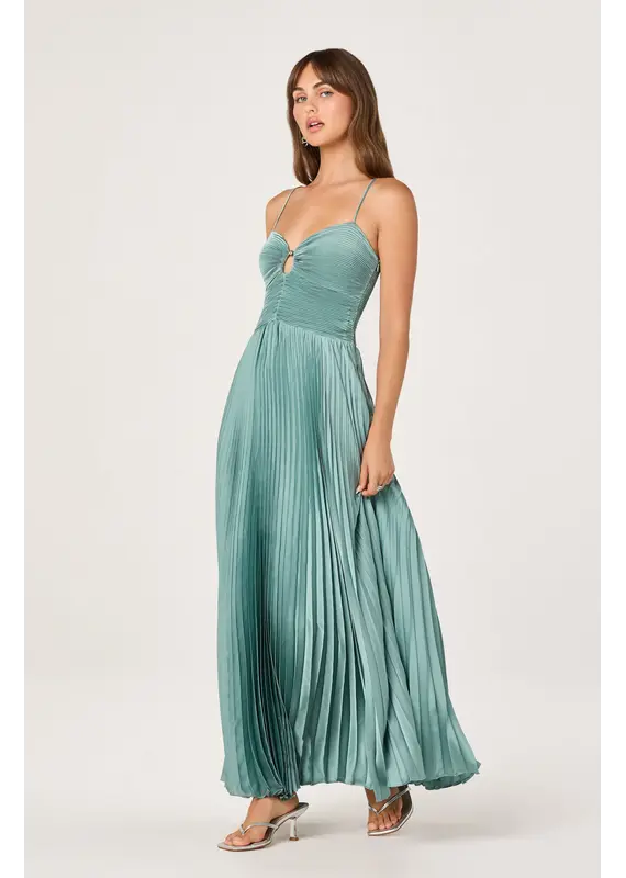 ASTR Alaia Satin Plissé Maxi Dress