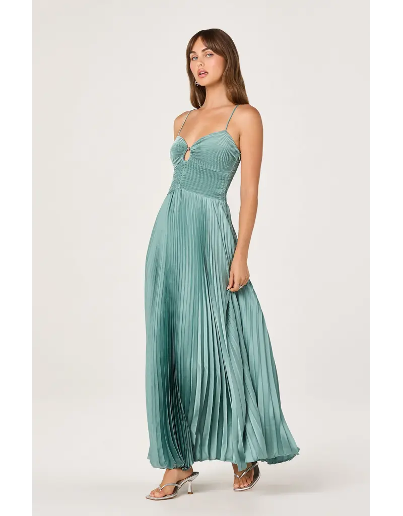 ASTR Alaia Satin Plissé Maxi Dress