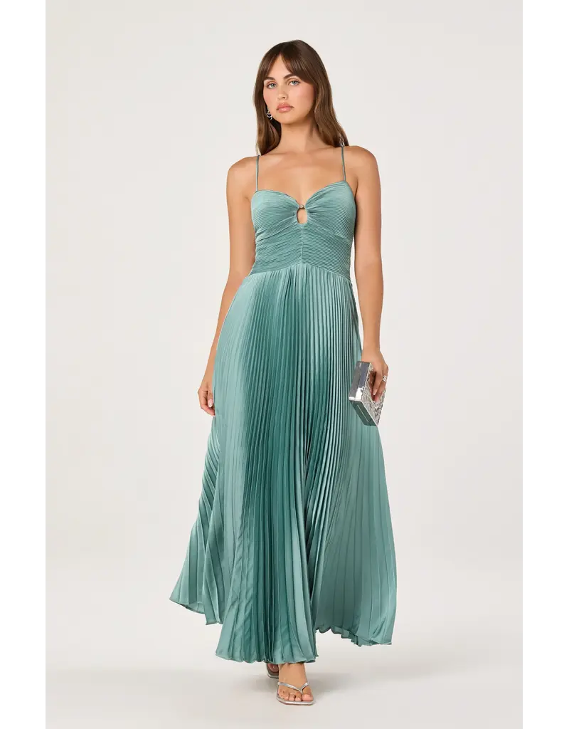 ASTR Alaia Satin Plissé Maxi Dress