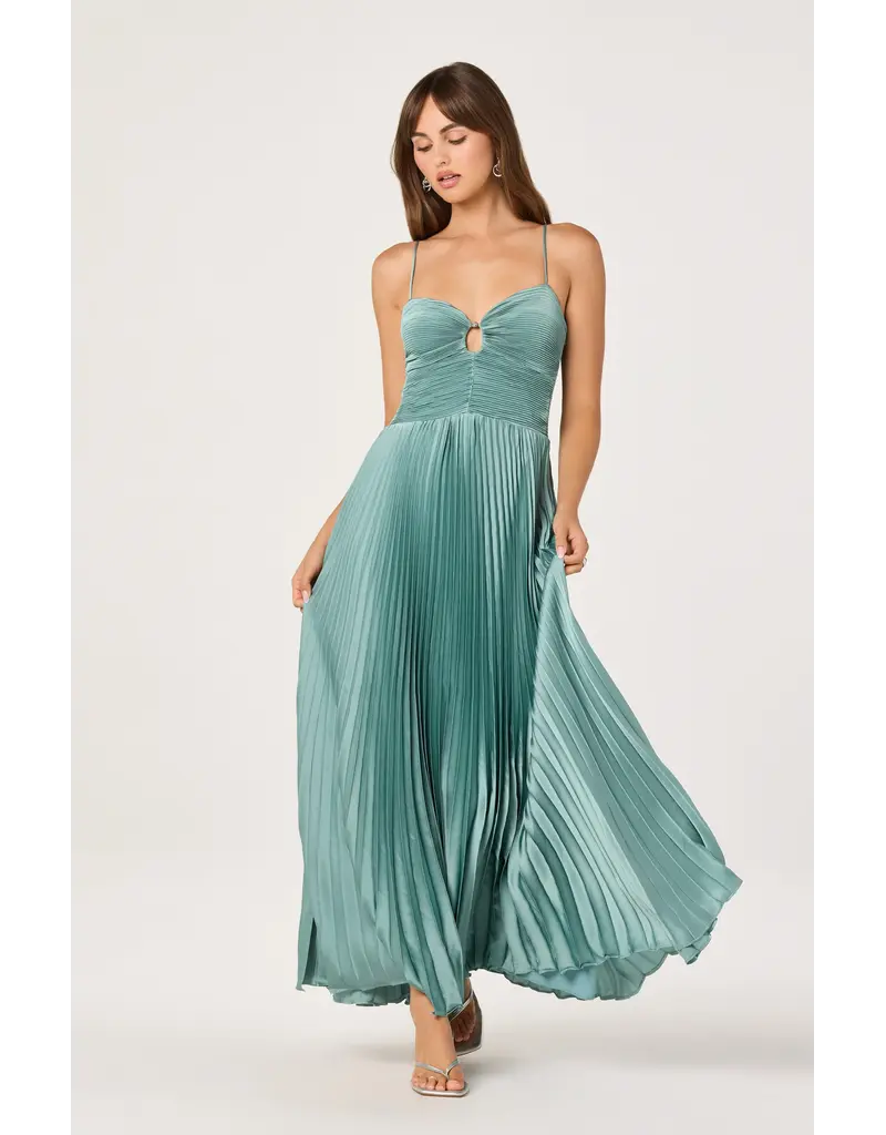 ASTR Alaia Satin Plissé Maxi Dress