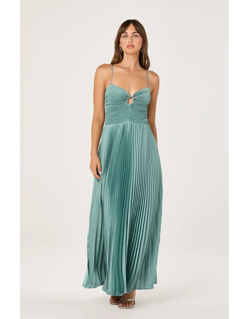 ASTR Alaia Satin Plissé Maxi Dress