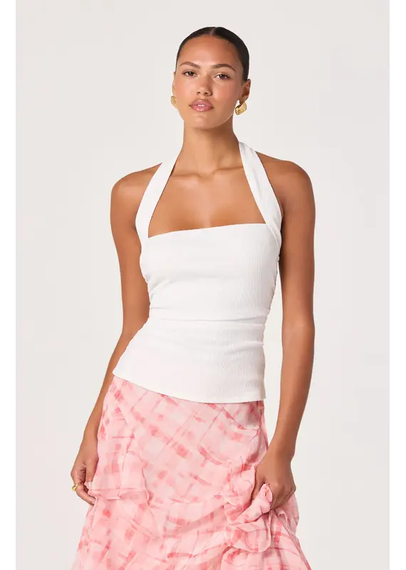 ASTR Tate Knit Ruched Halter Top