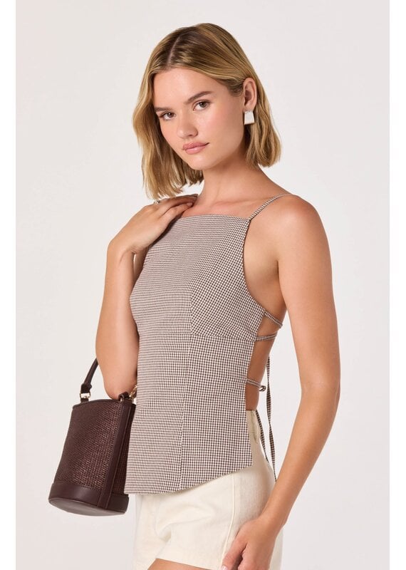 ASTR Nora Gingham Open-Back Top