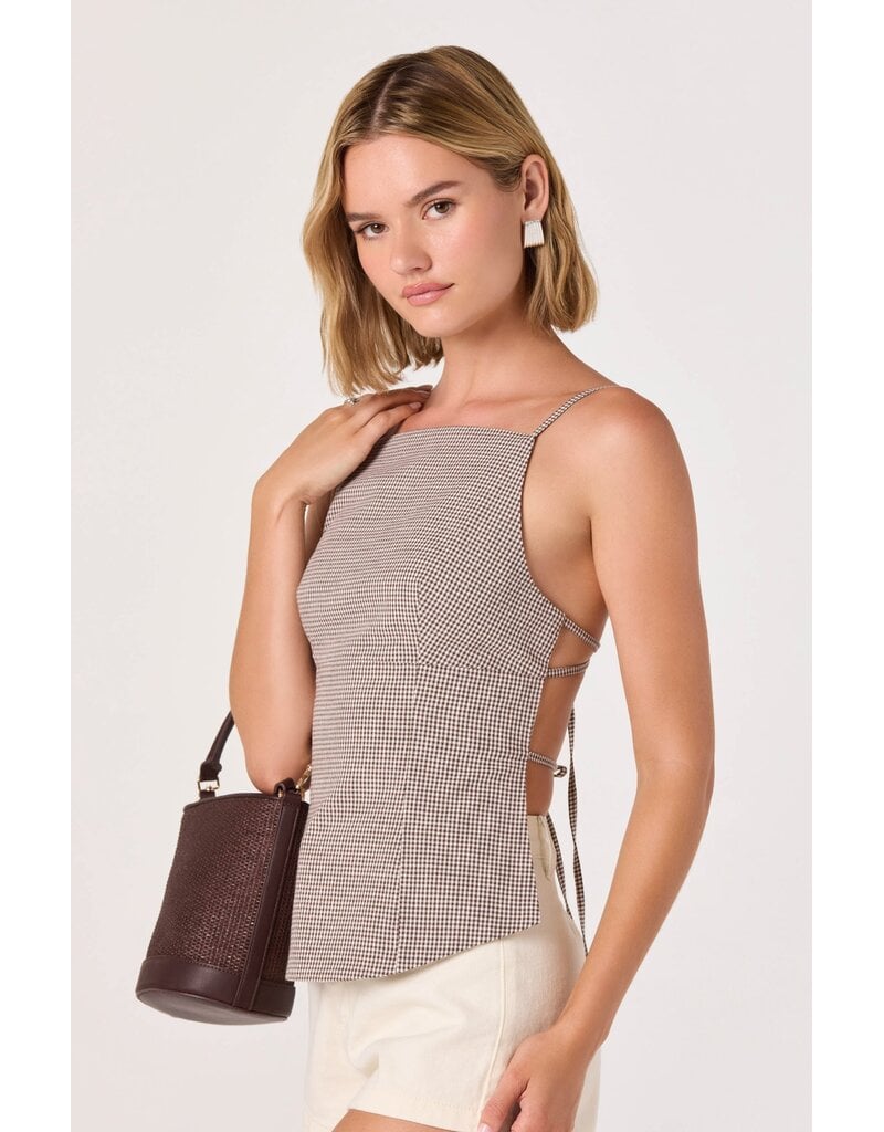 ASTR Nora Gingham Open-Back Top