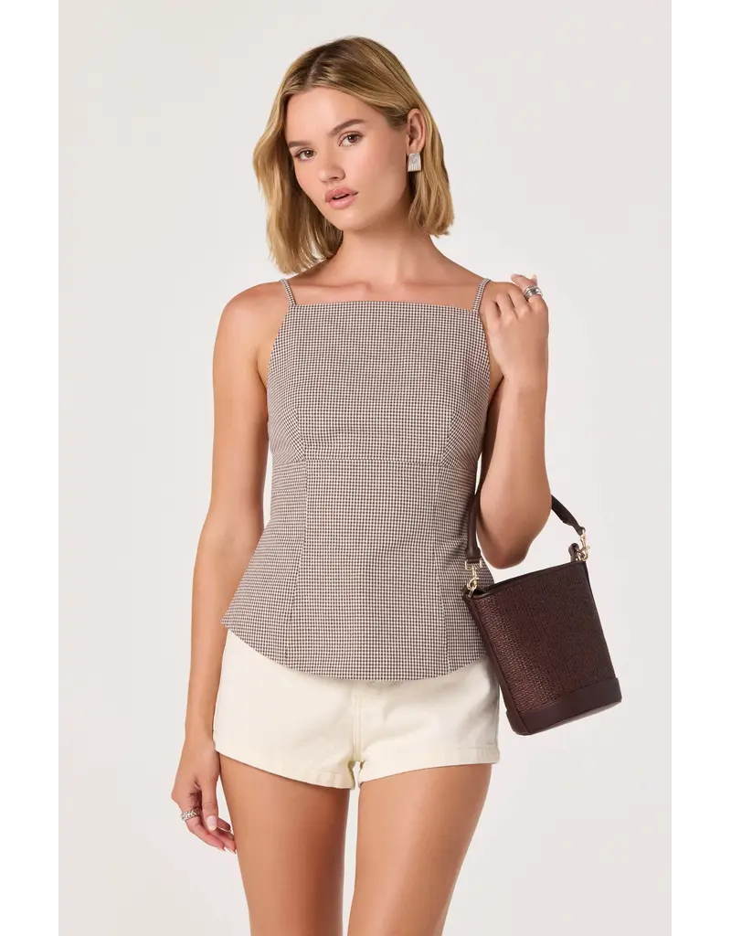 ASTR Nora Gingham Open-Back Top