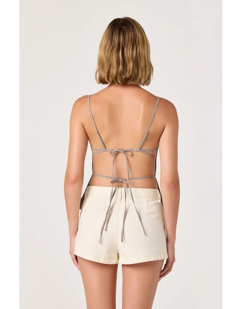 ASTR Nora Gingham Open-Back Top