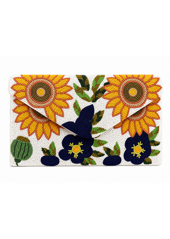 Naples Lux Sunflower Muse Beaded Clutch