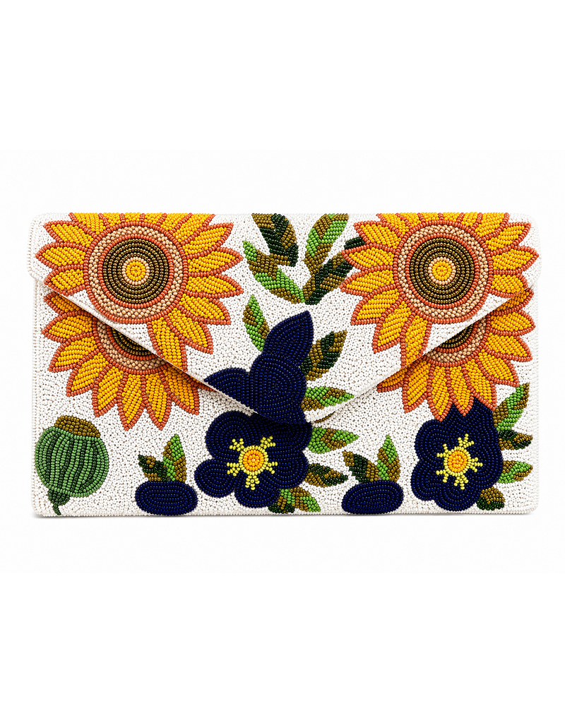 Naples Lux Sunflower Muse Beaded Clutch