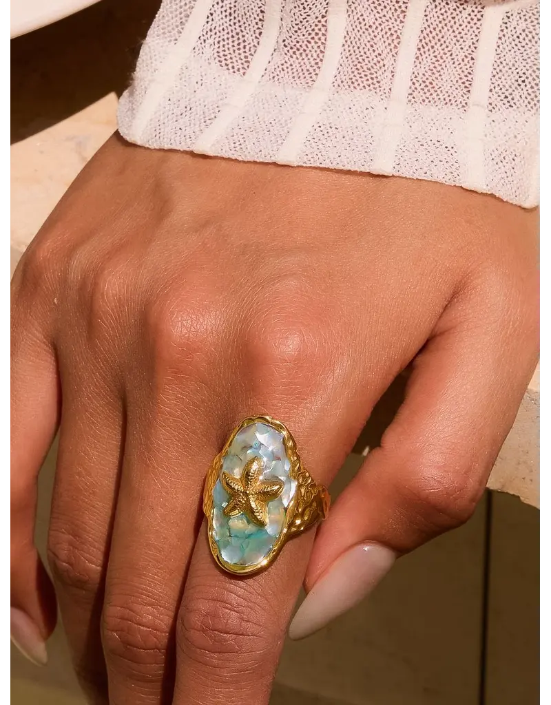 Flanerie Keshet 18K Gold Non-Tarnish Starfish Ring