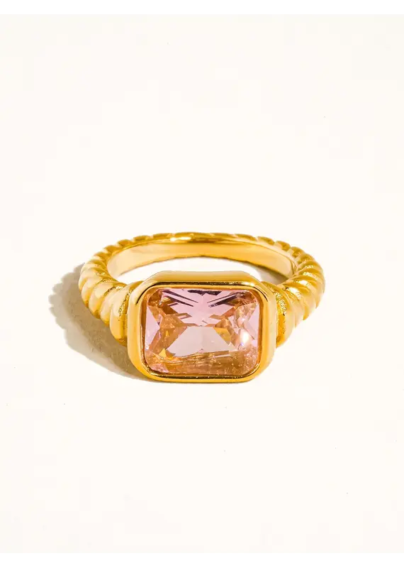 Flanerie Laverne 18K Gold Non-Tarnish Cz Cocktail Ring