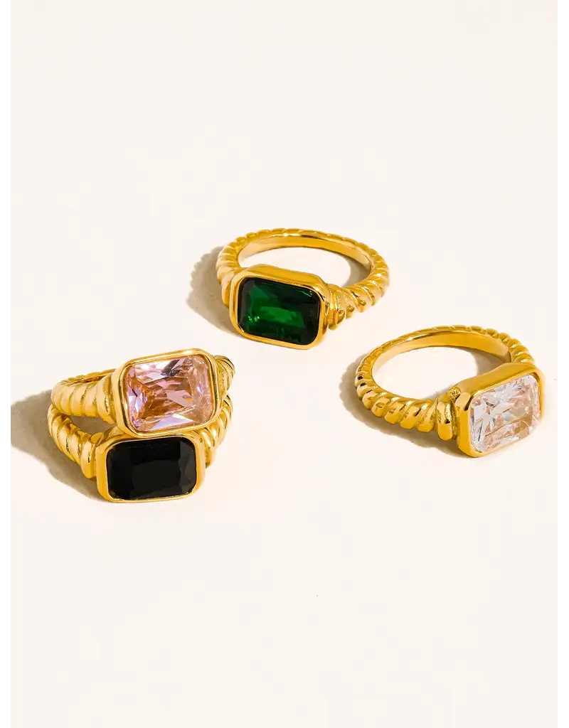 Flanerie Laverne 18K Gold Non-Tarnish Cz Cocktail Ring
