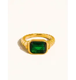 Flanerie Laverne 18K Gold Non-Tarnish Cz Cocktail Ring