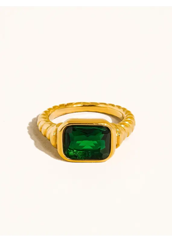 Flanerie Laverne 18K Gold Non-Tarnish Cz Cocktail Ring