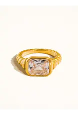 Flanerie Laverne 18K Gold Non-Tarnish Cz Cocktail Ring
