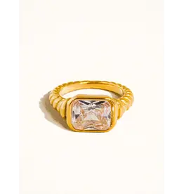Flanerie Laverne 18K Gold Non-Tarnish Cz Cocktail Ring