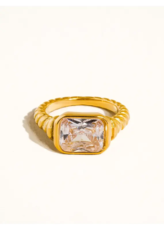 Flanerie Laverne 18K Gold Non-Tarnish Cz Cocktail Ring