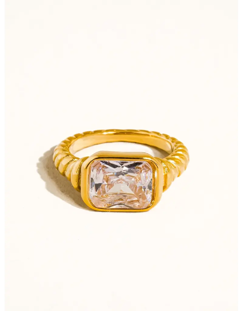 Flanerie Laverne 18K Gold Non-Tarnish Cz Cocktail Ring
