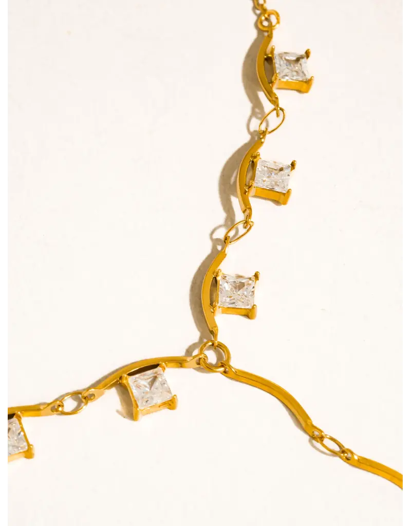 Flanerie Yonder 18K Gold Non-Tarnish Cz Y Drop Necklace