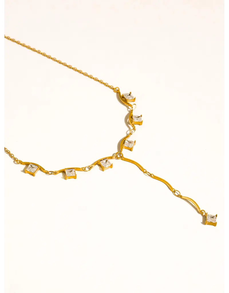 Flanerie Yonder 18K Gold Non-Tarnish Cz Y Drop Necklace