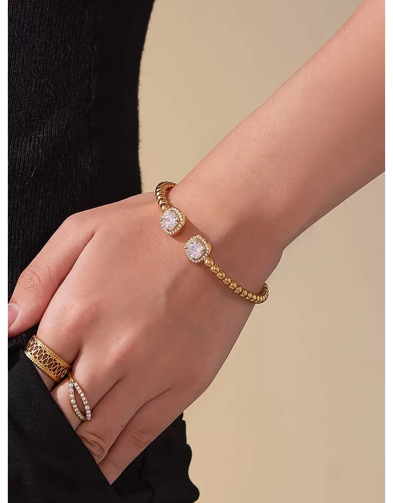Flanerie Sofus 18K Gold Non-Tarnish Cz Bangle