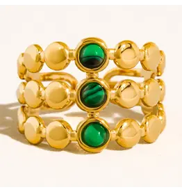 Flanerie Quest 18K Gold Non-Tarnish Stone Beaded Ring