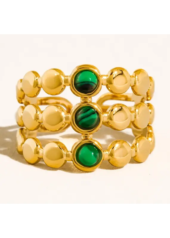Flanerie Quest 18K Gold Non-Tarnish Stone Beaded Ring