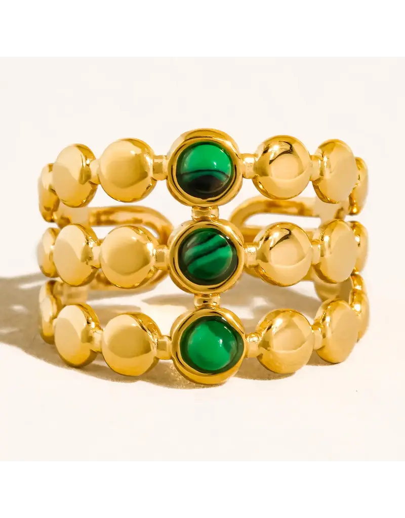 Flanerie Quest 18K Gold Non-Tarnish Stone Beaded Ring