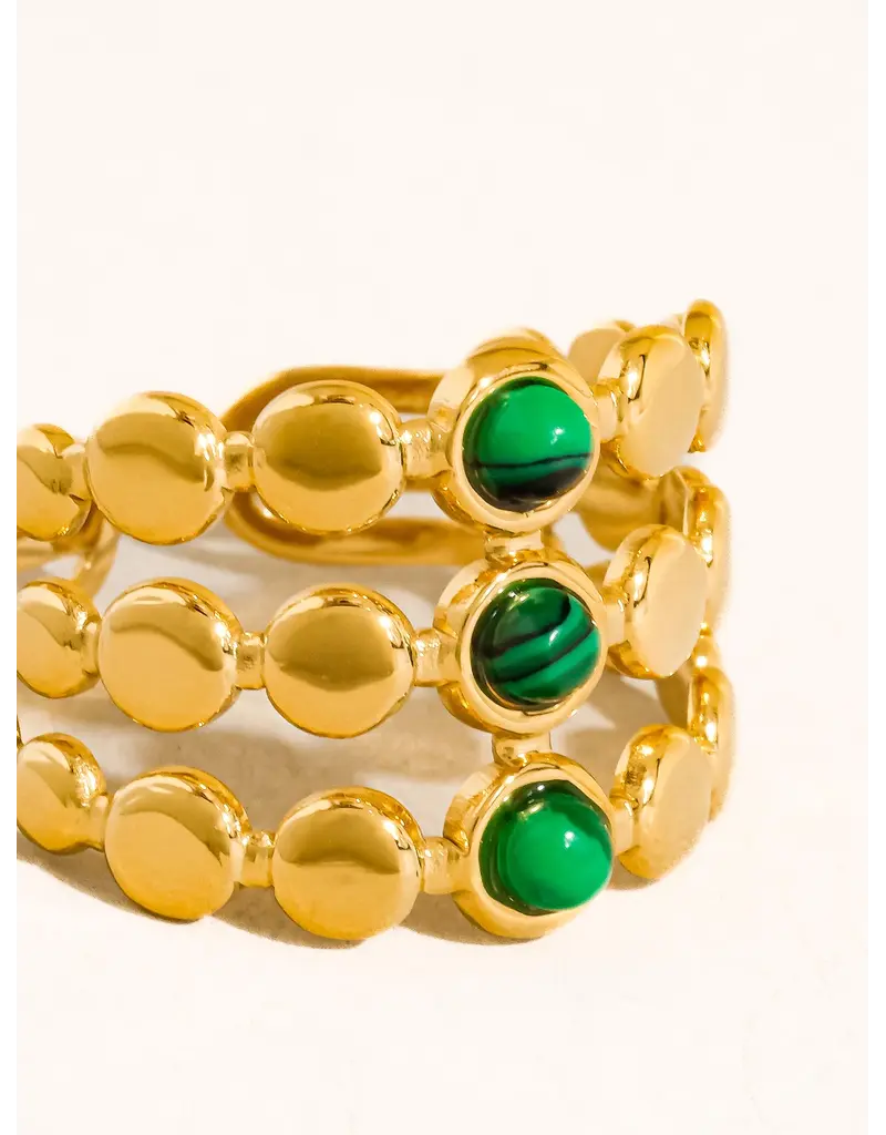 Flanerie Quest 18K Gold Non-Tarnish Stone Beaded Ring
