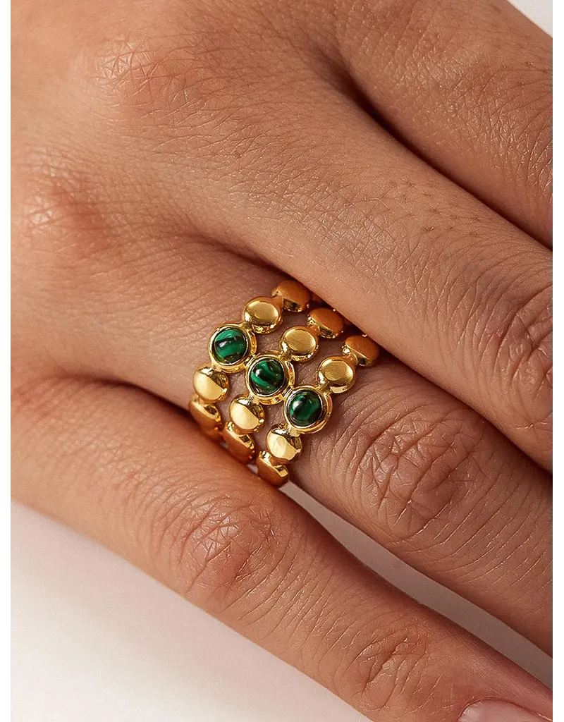 Flanerie Quest 18K Gold Non-Tarnish Stone Beaded Ring