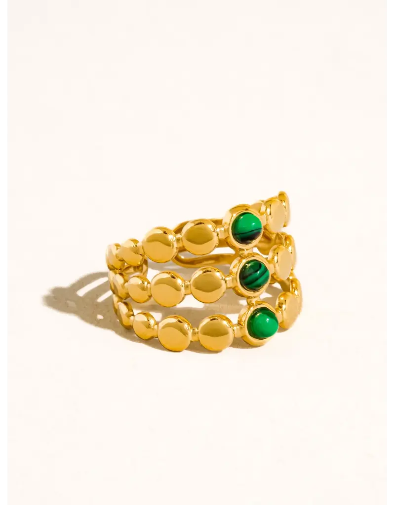 Flanerie Quest 18K Gold Non-Tarnish Stone Beaded Ring