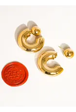 Flanerie Fernanda 16K Gold Non-Tarnish Ball C Hoop Earring
