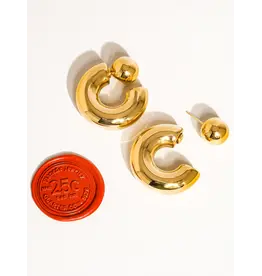 Flanerie Fernanda 16K Gold Non-Tarnish Ball C Hoop Earring
