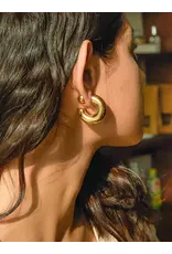 Flanerie Fernanda 16K Gold Non-Tarnish Ball C Hoop Earring