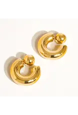 Flanerie Fernanda 16K Gold Non-Tarnish Ball C Hoop Earring