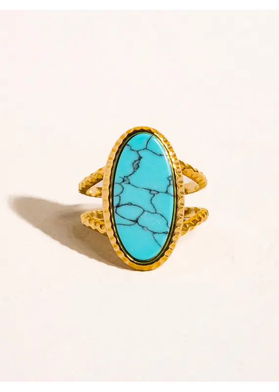 Flanerie Ashwin 18K Gold Non-Tarnish Natural Stone Ring