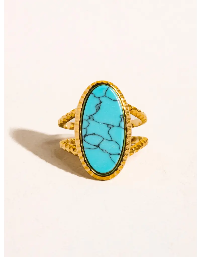 Flanerie Ashwin 18K Gold Non-Tarnish Natural Stone Ring