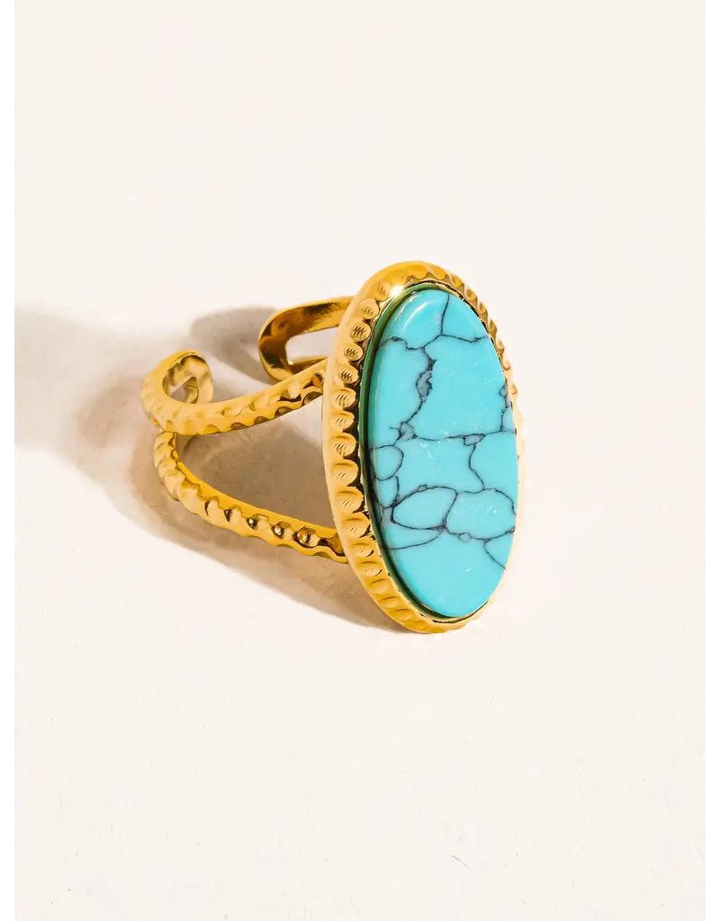 Flanerie Ashwin 18K Gold Non-Tarnish Natural Stone Ring