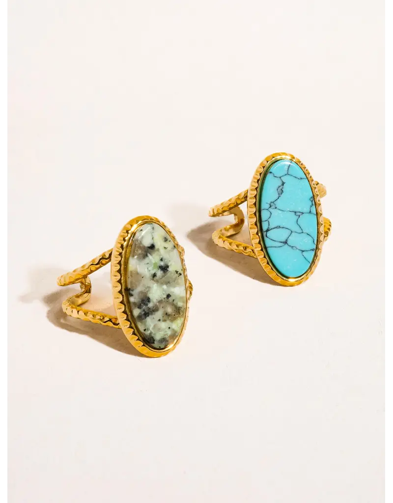 Flanerie Ashwin 18K Gold Non-Tarnish Natural Stone Ring