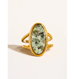 Flanerie Ashwin 18K Gold Non-Tarnish Natural Stone Ring