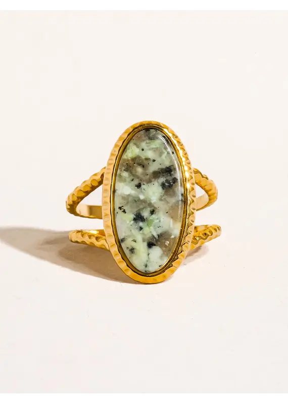 Flanerie Ashwin 18K Gold Non-Tarnish Natural Stone Ring
