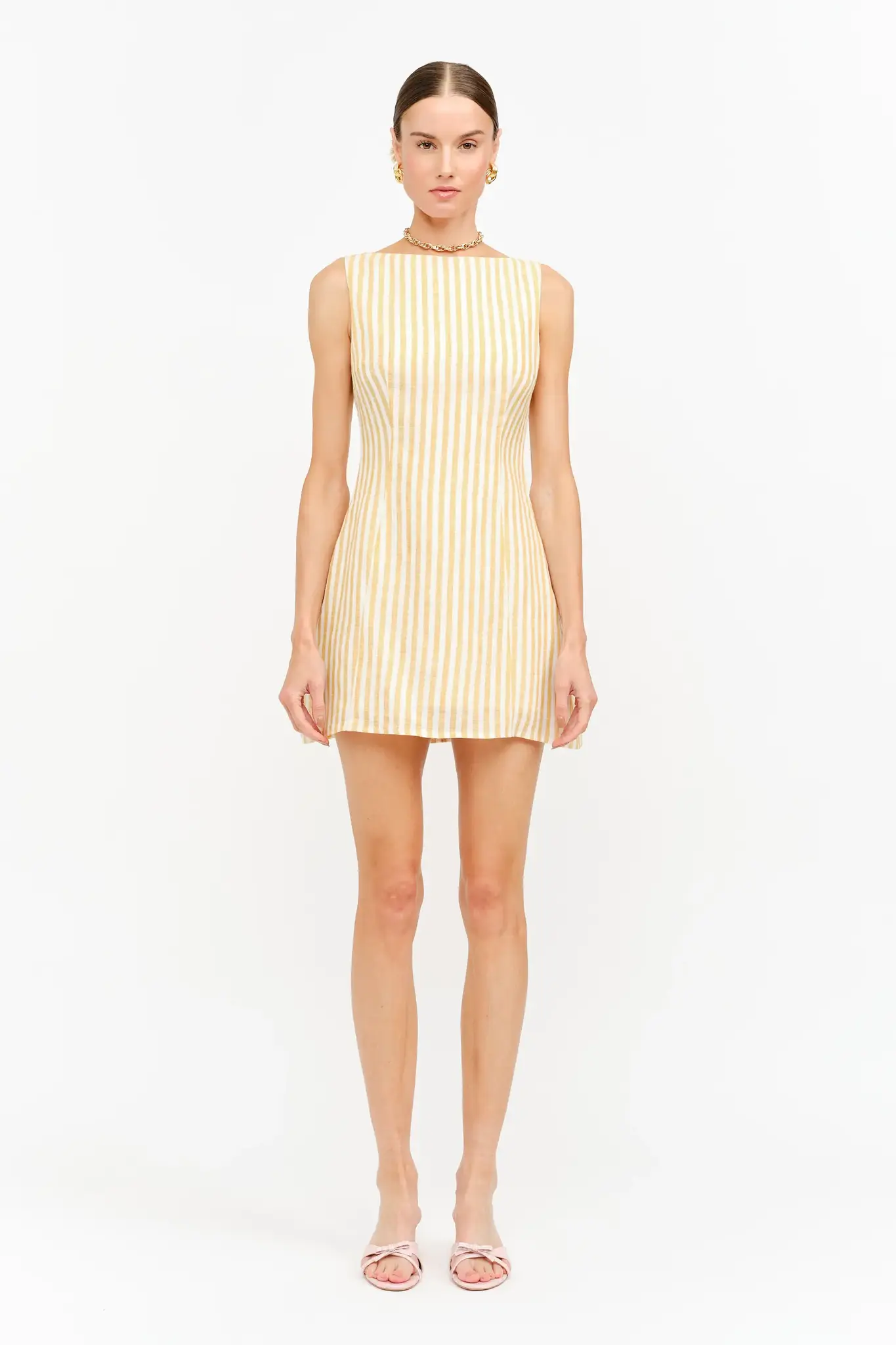 yellow sheath dress FRNCH Trancoso Pale Yellow Sequin Tie-Back Mini Dress