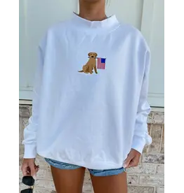 Sunkissed Coconut American Golden Embroidered Mockneck Sweatshirt