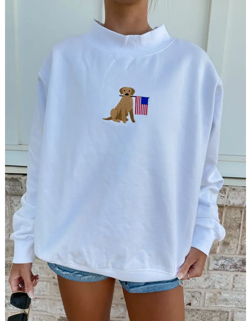 Sunkissed Coconut American Golden Embroidered Mockneck Sweatshirt
