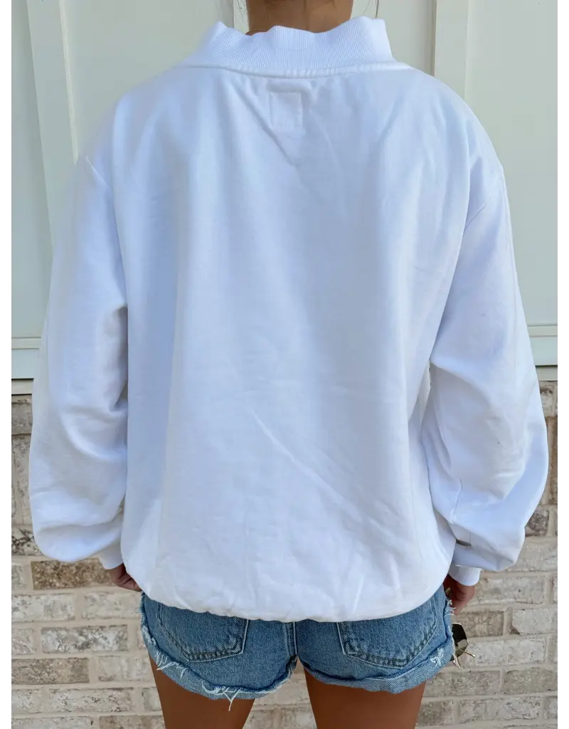 Sunkissed Coconut American Golden Embroidered Mockneck Sweatshirt