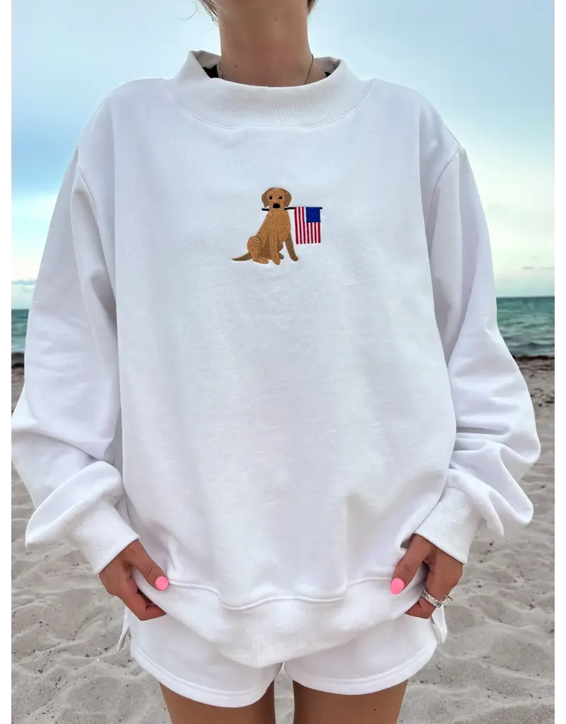 Sunkissed Coconut American Golden Embroidered Mockneck Sweatshirt
