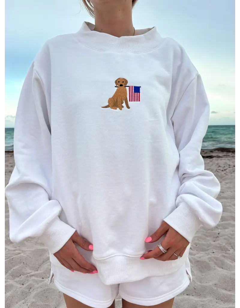 Sunkissed Coconut American Golden Embroidered Mockneck Sweatshirt