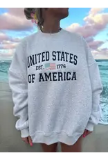 Sunkissed Coconut Classic United States of America Embroidered Sweatshirt