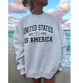 Sunkissed Coconut Classic United States of America Embroidered Sweatshirt