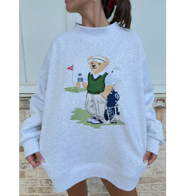 Sunkissed Coconut Teddy Golfs Embroidered Mockneck Sweatshirt