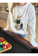 Sunkissed Coconut Teddy Golfs Embroidered Mockneck Sweatshirt